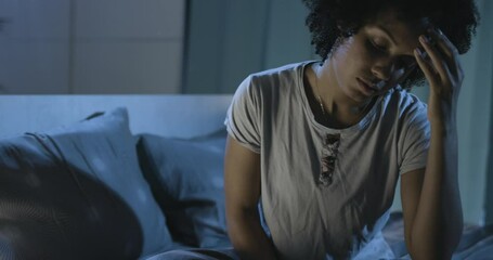 Depressed woman suffering from insomnia