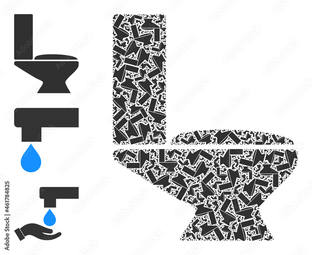 Poster itself recursive mosaic toilet. vector toilet mosaic is designed with random itself toilet icons. fl