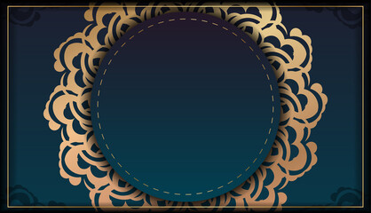 Green Gradient Greeting Flyer with Luxurious Gold Ornament typography-ready.