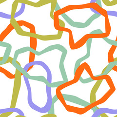 Vector modern seamless pattern with round elements for posters, prints, textile, fabric. Hand drawn contemporary trendy doodle shapes.