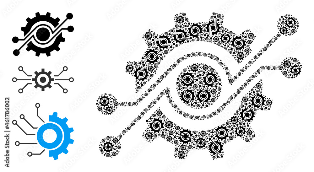 Poster itself fractal mosaic gear electronic component. vector gear electronic component fractal is created