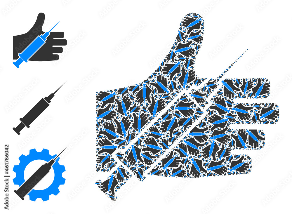 Poster itself recursion collage vaccine offer hand. vector vaccine offer hand collage is done with random i