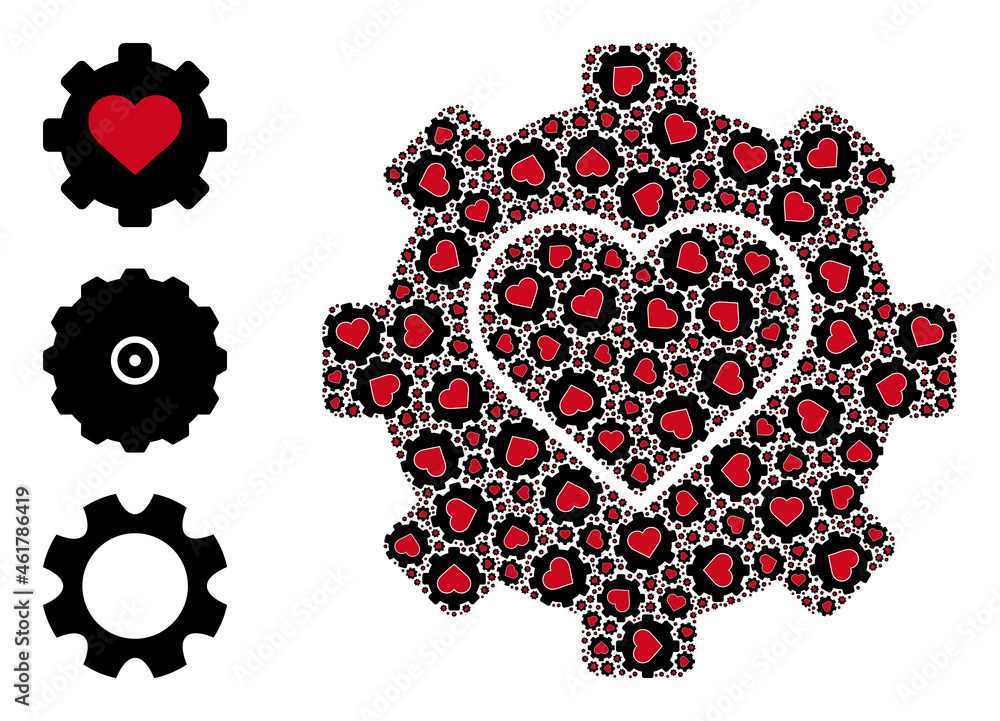 Poster itself fractal mosaic love mechanics. vector love mechanics fractal is formed from random fractal lo