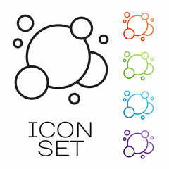 Black line Soap water bubbles icon isolated on white background. Set icons colorful. Vector