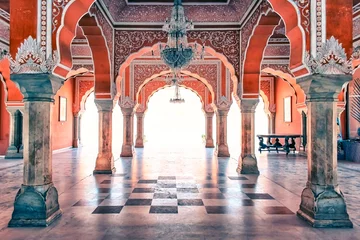 Fotobehang Architectuur in het stadspaleis, Jaipur, Rajasthan, India © Stockbym