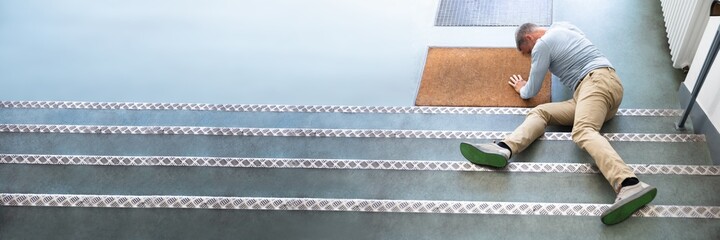 Mature Man Lying On Staircase