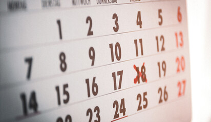 Obraz premium Calendar, diary with marks of significant and special dates. Concept of important day.