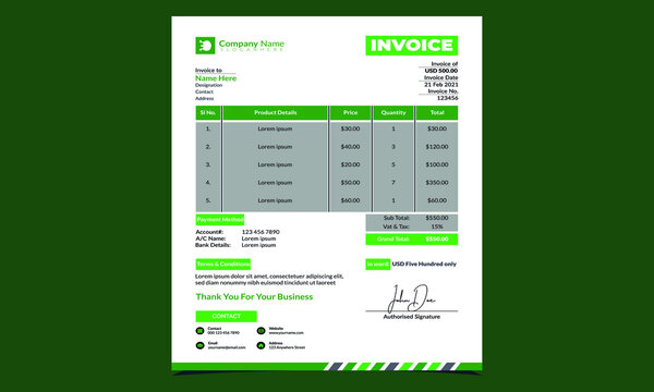 Invoice Design Template with Creative Designs