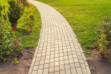 Stone path in the garden with copyspace