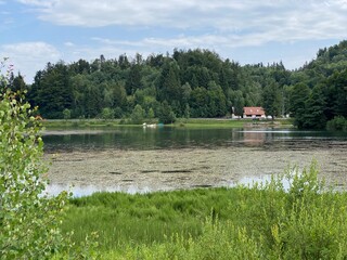 Picturesque small mountain accumulation lake Mrzla Vodica - Gorski kotar, Croatia (Slikovito malo goransko akumulacijsko jezero Mrzla Vodica - Gorski kotar, Hrvatska)