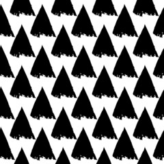 Fototapeta premium Triangle motif minimal geometric print. Paint brush seamless pattern. Freehand grunge design background. Trendy handdrawn modern simple geo ornament