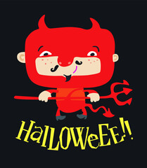 Kid's halloween t-shirt design with cute devil