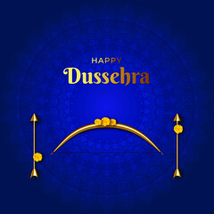 Illustration of Elegant Happy Dussehra celebration with bow and arrow
