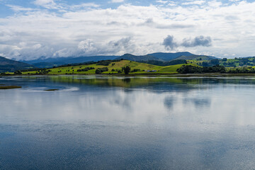 View of the city of San Vicente de la Barquera in Cantabria, Spain 