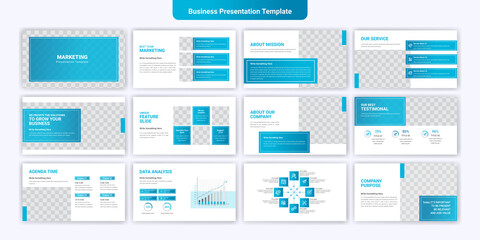 Business powerpoint and keynote presentation slides template design. Can be used for presentation, website slider, brochure, corporate report, marketing, advertising, annual report, banner. - obrazy, fototapety, plakaty