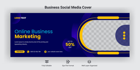 Digital business marketing facebook cover banner template social media post - obrazy, fototapety, plakaty