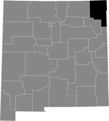 Black highlighted location map of the Union County inside gray map of the Federal State of New Mexico, USA