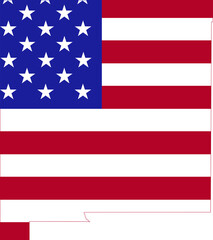 Simple flat US flag map of the Federal State of New Mexico, USA