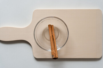 cinnamon stick isolated in a glass bowl