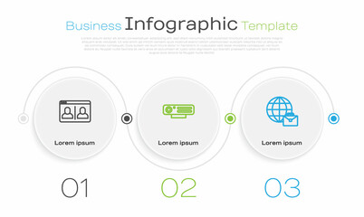 Set line Video chat conference, Web camera and Online working. Business infographic template. Vector