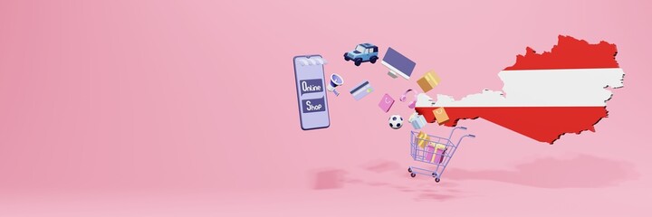 3d rendering of online shopping in Austria for social media and websites