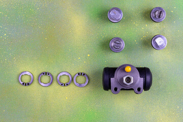 Automotive, spare parts, parts of assemblies and mechanisms, system blocks, on a creative...