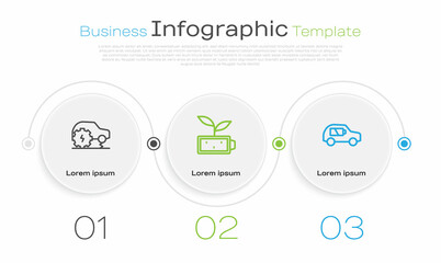 Set line Electric car service, Eco nature leaf battery and . Business infographic template. Vector