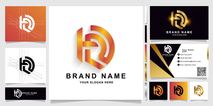 Letter TN or HRU monogram logo template with business card design