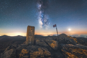 The Milky Way on the summit of Mt Olympus in Greece 