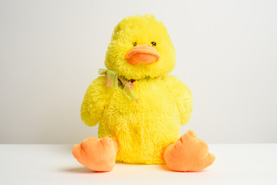 Plush Toy Duck On Isolated White Background