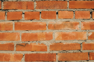 Old brick wall close-up. Background image with brick texture.