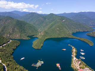 Aerial view of Vacha (Antonivanovtsi) Reservoir, Bulgaria