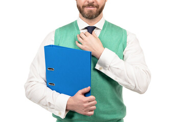 business expertise. man preparing project. ceo with documents. boss with clipboard