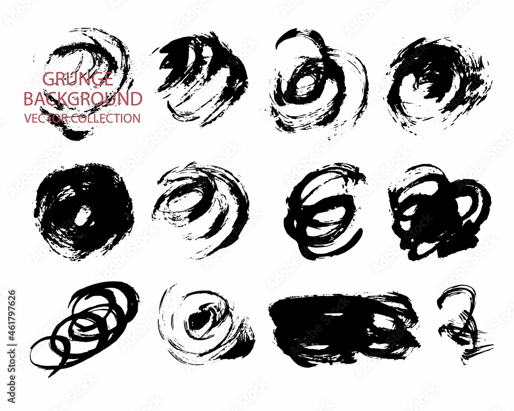 Poster a large set of grunge elements.brush strokes,banners, borders, frame or background for text