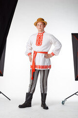 Beautiful young man in Belarusian national costume