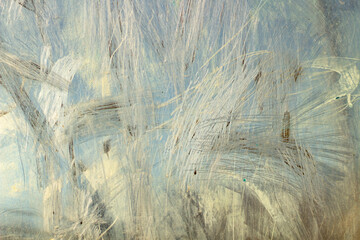 Dirty plastic. Scratched surface. Details of vandalism.