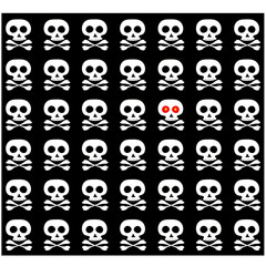 Set of white skulls on a black background