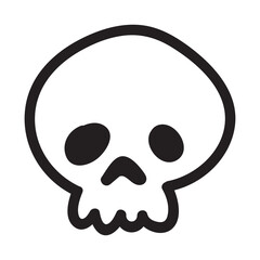 Hand drawn cartoon doodle skull. Funny cartoon skull isolated on white background.
