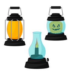 Set of halloween lamps on a white background