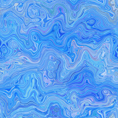 Fototapeta na wymiar Aegean teal mottled swirl marble nautical texture background. Summer coastal living style home decor. Liquid fluid blue water flow effect dyed textile seamless pattern.