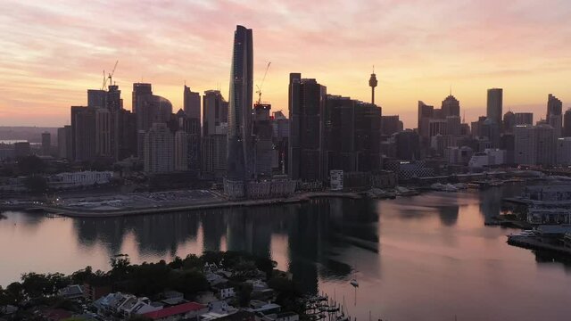 Around Barangaroo high-rise towers and the Rocks of Sydney CBD as 4k.
