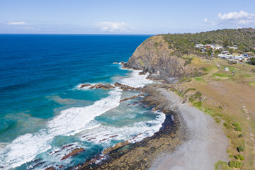 Aerial view of Pebbley Beach - Crescent Head - NSW Australia