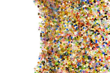Beads background. Multicolored beads isolated on white background.Handicraft and hobby 