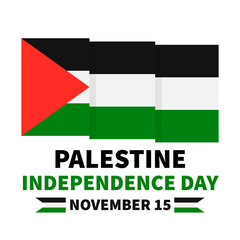 Palestine Independence Day typography poster,. National holiday celebrated on November 15. Vector template for banner, greeting card, flyer, etc