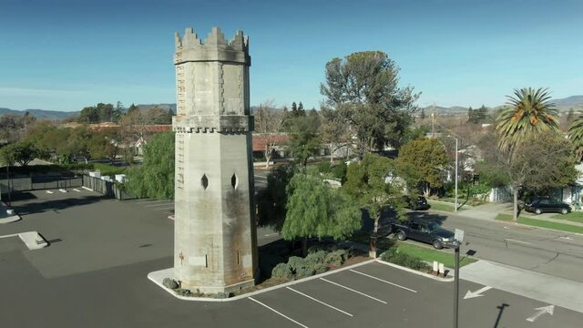 Aerial: Old Solano Courthouse in Fairfield, California, USA