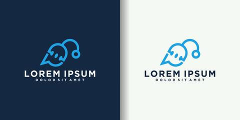 Doctor talk logo design template. stethoscope isolated on bubble chat symbol