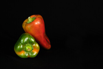 Peppers on a Black Background