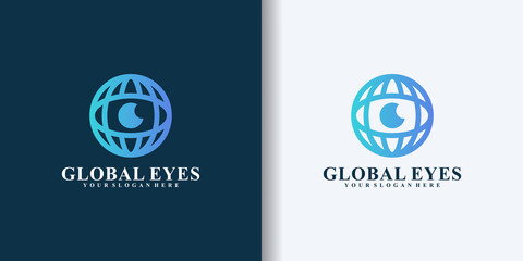 Global vision and eye design logo