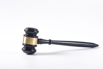 a wooden judge gavel isolated on white background