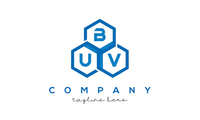 BUV three letters creative polygon hexagon logo